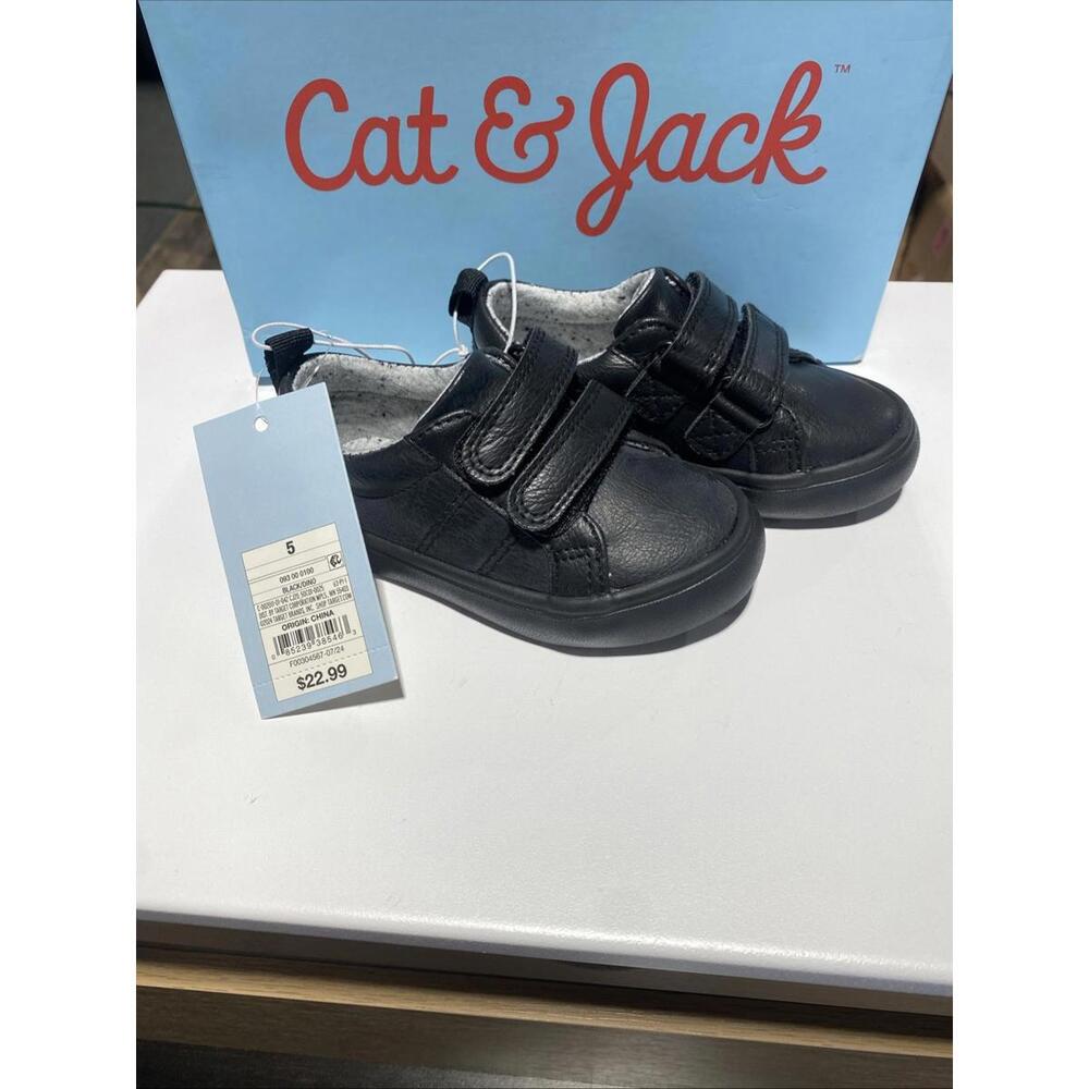 Cat And Jack Toddler Black Dino Sneakers Size 5